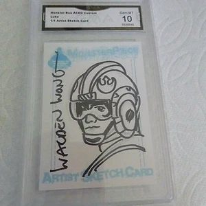 LUKE SKYWALKER WALDEN WONG ARTISTA SCHIZZO CARTA AUTOGRAFO DALL'ARTISTA 1/1 GRADO 10 - Foto 1 di 2