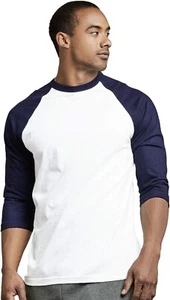 TOP PRO Men's 3/4 Sleeve Casual Raglan Jersey Baseball Tee Shirt (1XL / NV/WHT) - Picture 1 of 4