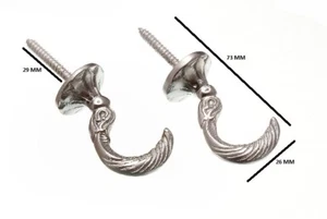 Curtain Tie Hold Back Hooks Egyptian Matt Chrome 45mm - 4 Pairs - Picture 1 of 1