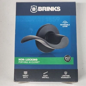 Brinks Closet Lever Style Doorknob Non-Locking Matte Black Finish 2766-122 - Picture 1 of 3