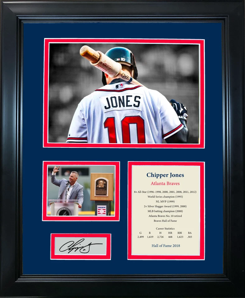 Framed Chipper Jones Hall of Fame Facsimile Engraved Auto Braves 12"x15" Photo - Image 1 of 1