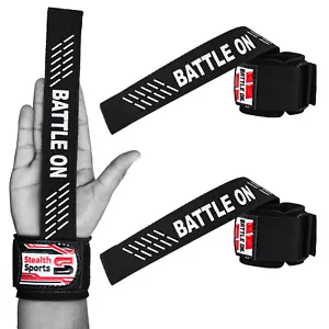 WEIGHT LIFTING WRIST STRAPS WRAPS BAR SUPPORT BODYBUILDING TRAINING GYM DEADLIFT - Picture 1 of 9