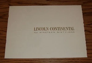 Original 1961 Lincoln Continental Deluxe Verkaufsprospekt 61 - Bild 1 von 2