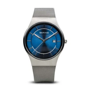 Bering Classic Brushed Silver Blue Watch - Picture 1 of 1