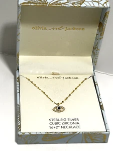 Olivia and Jackson Sterling Silver Cubic Zirconia16+2"Necklace ecklace Evil Eye - Picture 1 of 9