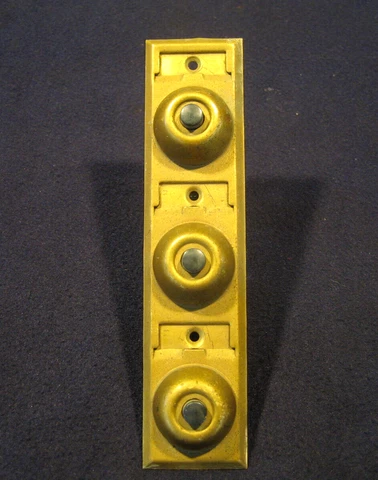 Antique Brass & Bakelite (3) Triple Door Bell Push Button Switch for Apartment Cover