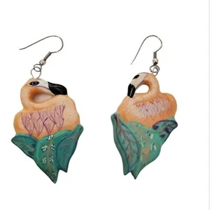 Flamingo Tropical dangle Earrings Halloween Beach Cruise Costume - Picture 1 of 7