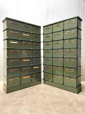 TWO 1920s antique industrial filing cabinets by RIBEAUVILLE original metal brass