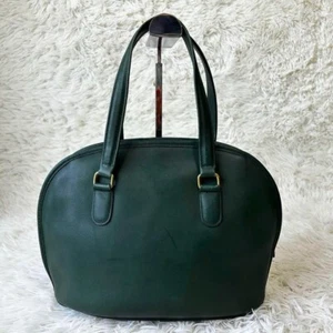 COACH VINTAGE 9958 PELHAM BOTTLE GREEN LEATHER DOMED BAG Old Coach Y2K - Picture 1 of 7