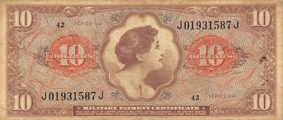 USA / MPC  $10  1964  Series  641  Plate # 42  Circulated Banknote G 17 - Image 1 of 2