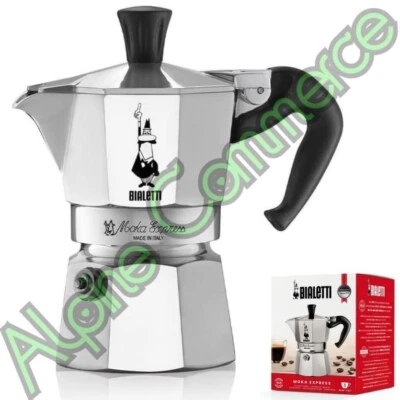 *1 paquete* Cafetera espresso Bialetti Moka Express 2 OZ 1 taza hervidor de agua de aluminio 0001161 Foto 1 de 4