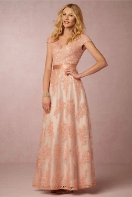 Aidan Mattox Peach Alina Dress BHLDN Size 6 NEW MSRP: $430 - Image 1 of 3