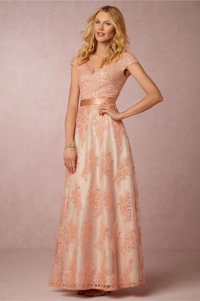 Aidan Mattox Peach Alina Dress BHLDN Size 12 NEW MSRP: $430 - Image 1 of 3