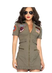 Leg Avenue Top Gun Women's Flight Dress Adult Costume - Army Green XL