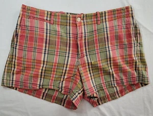 Ralph Lauren Shorts Women's Size 8 Sport Pink Green Plaid 5 Pocket Short Shorts - Picture 1 of 15
