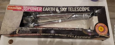 Tasco 30 Power Earth & Sky Telescope Tools Of Discovery Tripod Red 1996 Vintage - Image 1 of 4