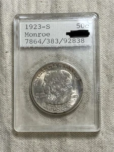 1923-S MONROE SILVER COMMEMORATIVE HALF DOLLAR NUMEX SLAB RARE VINTAGE HOLDER - Picture 1 of 8