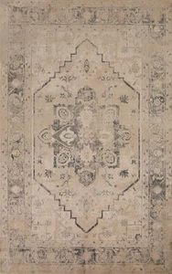 Distressed Look Oriental Beige Carpet Traditional Geometric Oriental Rug 5x7 Ft - Picture 1 of 12