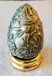 Vintage! Franklin Mint Osterei Hase Hase Floral massiv Zinn Metallguss - Bild 1 von 5