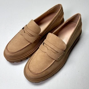 Zapatos Mocasines JustFab Para Mujer Ligeros Camel Sin Cordones Gamuza Colette Suela - 9.5 - Imagen 1 de 10