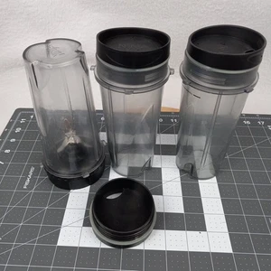 Nutri Ninja Blender Single Serve Drinking Cups W/ Lids & Blade BL780 EUC - Picture 1 of 8