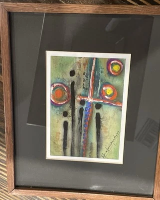 Cuadro abstracto original enmarcado Joan Miró, óleo sobre textil, arte abstracto Foto 1 de 4