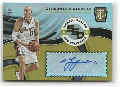 Autógrafo Zydrunas Ilgauskas 2017-18 totalmente certificado dorado/10 Cavs automático Foto 1 de 2