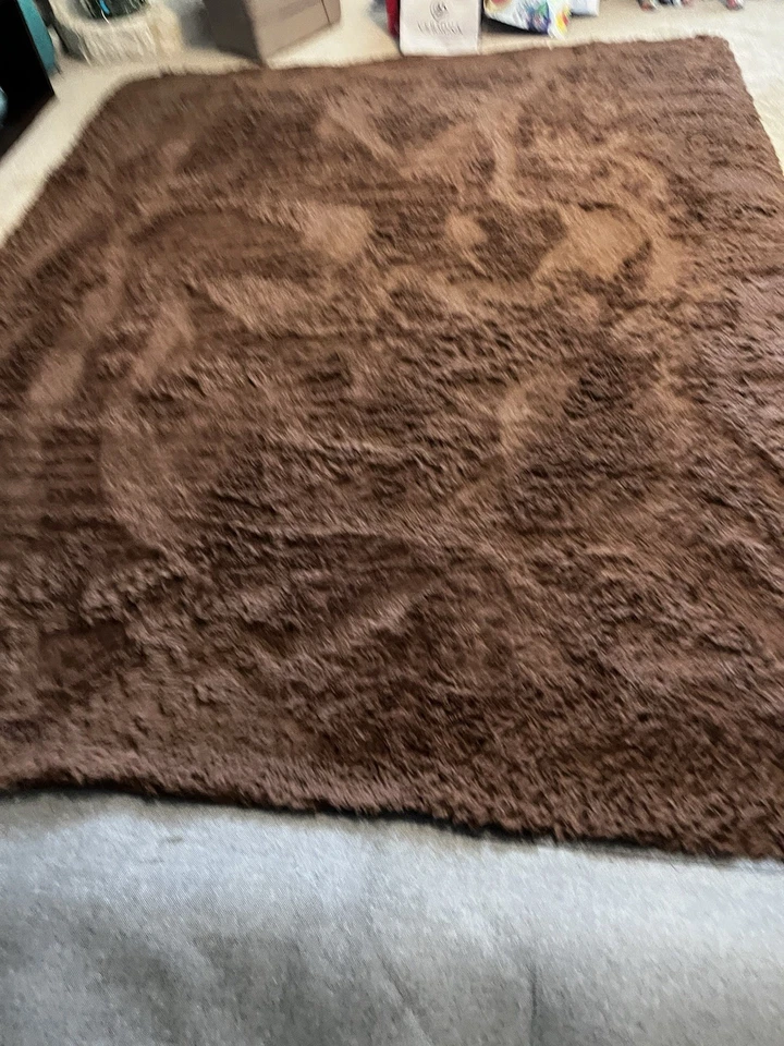 Large Brown Furry Area Rug 8 X 10 Feet Soft Faux Fur - Image 1 of 4
