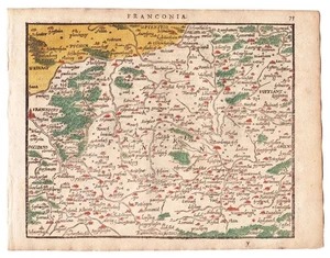 Franken Bayern Franconia Nürnberg Bayreuth Karte woodcut Heyns Ortelius 1598 - Bild 1 von 1