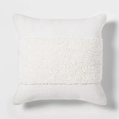 NWT Sealed Bag Threshold 18"x18" Modern Tufted Square Throw Pillow White Target - Image 1 of 4