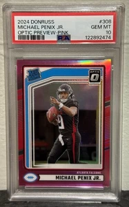 Michael Penix 2024 Donruss Optic #308 Pink Preview Prizm Rated RC PSA 10 - Bild 1 von 2