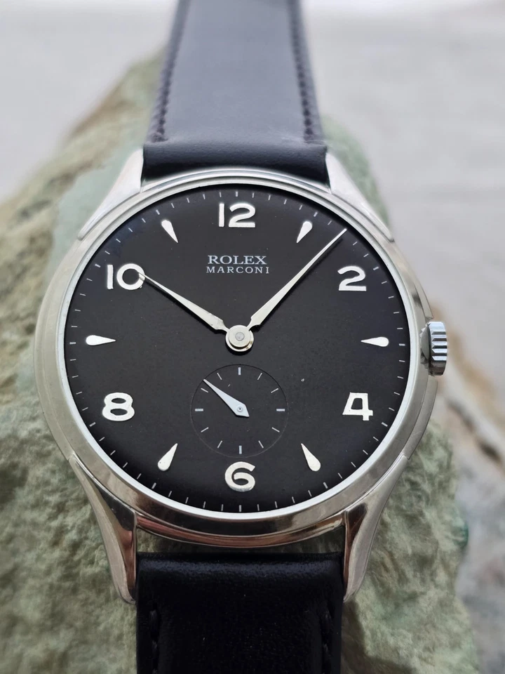 ROLEX MARCONI  A CUERDA DE HOMBRE DIAL RESTAURADO COLOR NEGRO CAJA  NICKEL - image 1 of 4