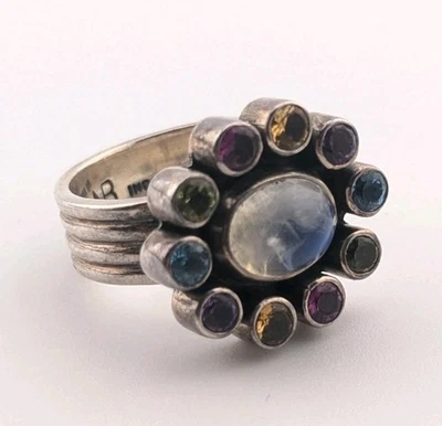 Anillo de Diseñador Nicky Butler Plata de Ley 925 Piedras Lunares y Gemas Talla 6 Foto 1 de 4
