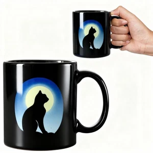Black Cat Mug, Halloween Mug, Halloween Coffee Mugs, Black Cute Ceramic Cat C... - Bild 1 von 7