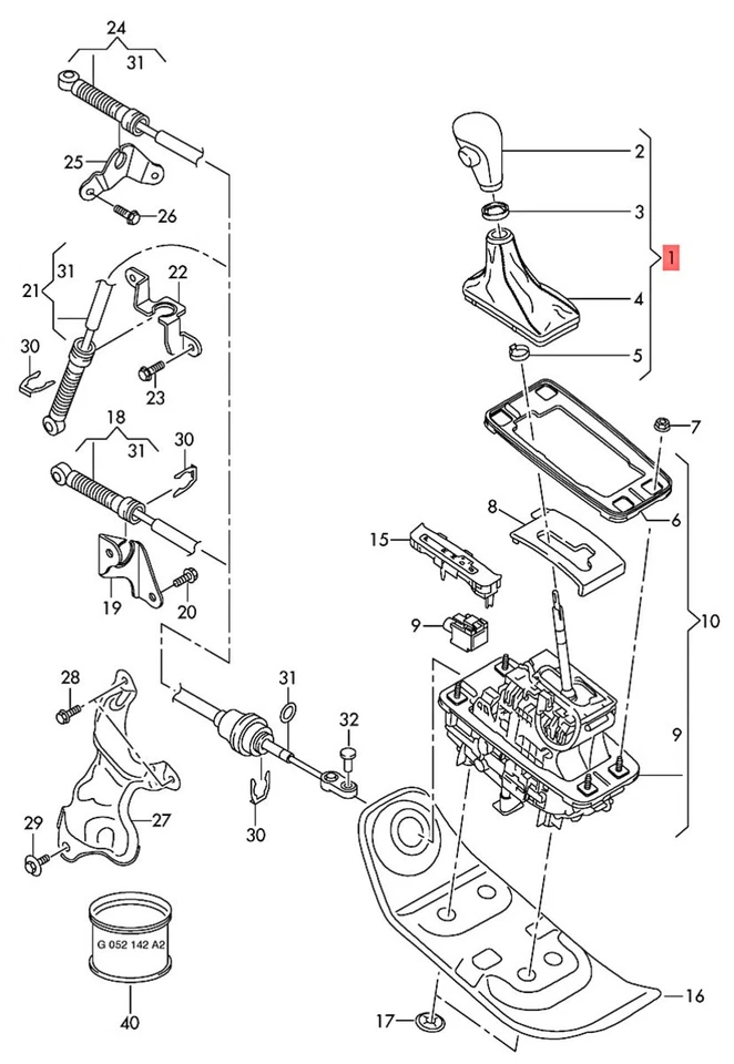 Genuine AUDI A6 Avant Selector Lever Handle Black/Carmine Red 4G1713139AGVDJ - Изображение 1 из 1