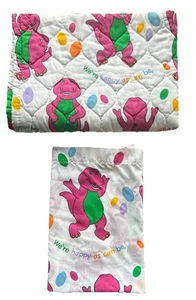 Vintage Barney Baby Dreams Blanket USA Made Toddler Crib Quilted Cover W / Sheet - Picture 1 of 12