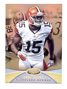 Espejo dorado #12 2013 certificado Panini Greg Little 9/25 Cleveland Browns - Imagen 1 de 2