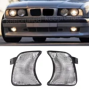 1 Pair Front Corner Lights Turn Signal For BMW 5-Series E34 1988-1995 Clear Lens - Picture 1 of 9