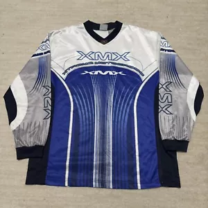 Vintage Xtreme Motocross Jersey BMX Long Sleeve Shirt Moto White Blue Sz Large - Picture 1 of 7