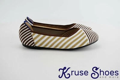 Французские синие женские туфли на плоской подошве в полоску «Верблюд и белый» Lorraine размер США 9 ЕС 40 - Изображение 1 из 4