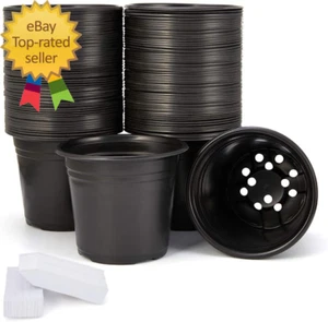 100-Pack 0.5 Gallon Plant Nursery Pots, Plastic Pots for Flower Seedling, Flower - Picture 1 of 7