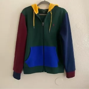 Polo Ralph Lauren Men's Size Medium Double Tech Color Block Zip Up Hoodie - Picture 1 of 7