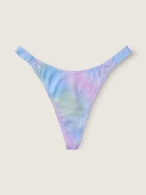 ROSA Victoria's Secret Algodón Pierna Alta Logo Tanga Panty S M XL Tie Dye Acanalado Foto 1 de 4