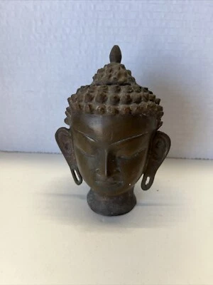 Tibet Buddhism Bronze Copper Shakyamuni Amitabha Buddha Head Statue Sculpture - Image 1 of 3