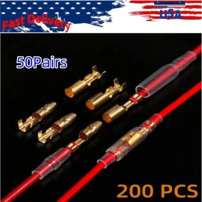 200PC 4.0mm Insulated Bullet Terminals Male Female Crimp Wire Cable Connector - Image 1 of 4
