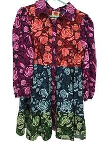 Farm Rio Size Medium Mini Shirt Dress Floral Tiered Button Up Puff Sleeves NWT - Picture 1 of 8