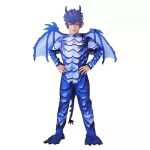 Costume Carnevale Drago Blu bambini 110-140 cm - Foto 1 di 6