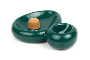 POSACENERE SIDECAR CON BATTI PIPA POSAPIPE 1 POSTO SAVINELLI CERAMICA VERDE - Imagen 1 de 2