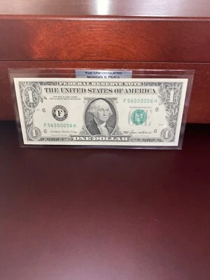 1985 - 1 Dollar Bill. Very Nice Bill. Quat Number. Serial # 56000056. - Image 1 of 2