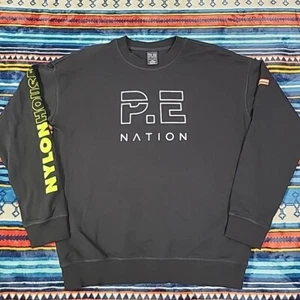 P.E. Nation x Nylon House Heads Up Crewneck Sweatshirt Black Small Womans EUC 💯 - Picture 1 of 11